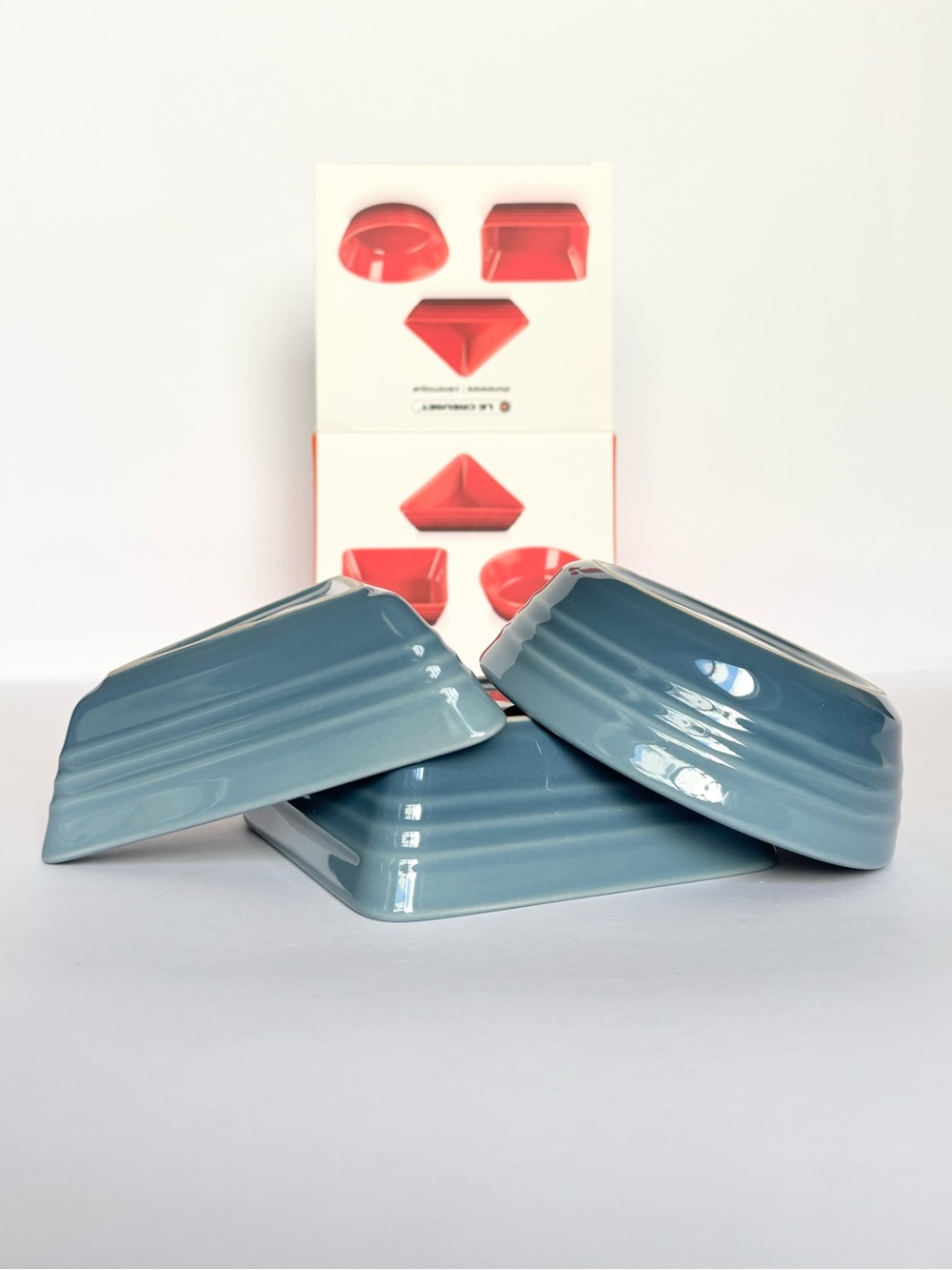 Le Creuset Blue Ceramic Serving Bowls set of 3!